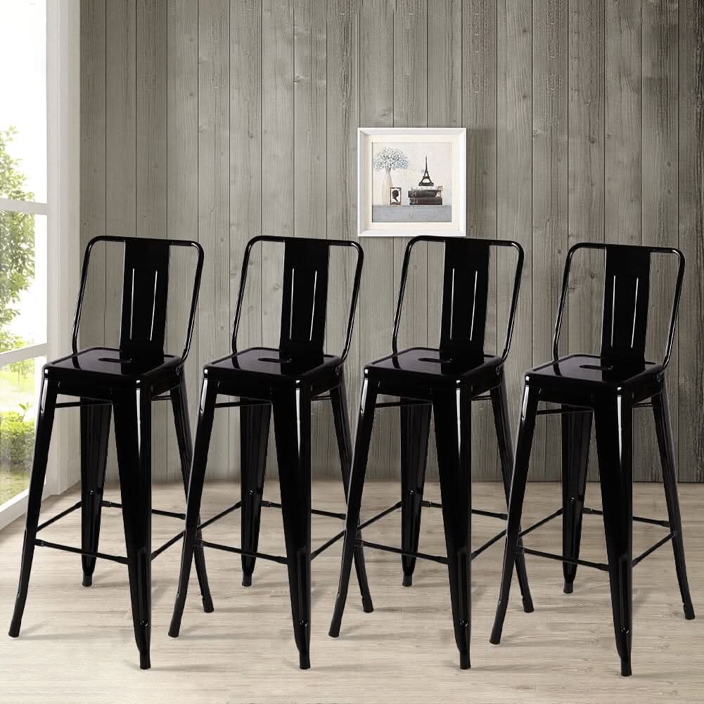 Set of 4 Metal Bar Stool Industrial Style High Chair