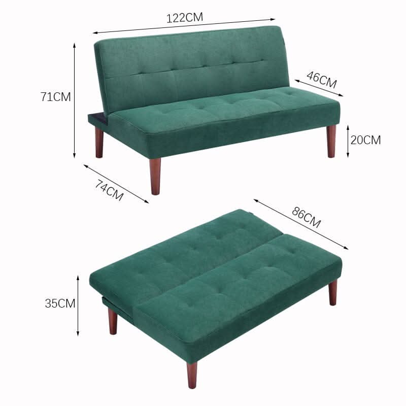 4ft Sofa Bed Wide Modern 2 Seater Padded Convertible Sofa Bed with Wooden Legs