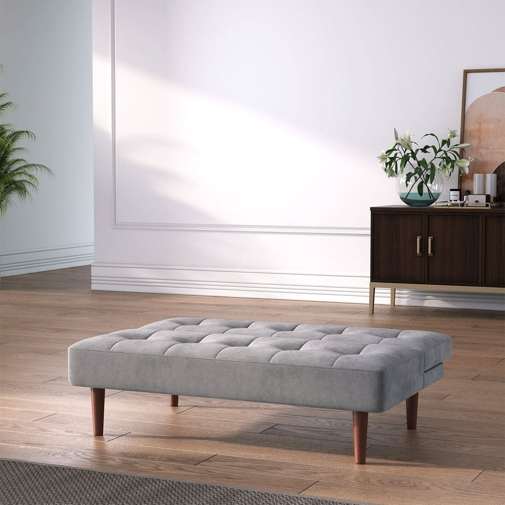 4ft Sofa Bed Wide Modern 2 Seater Padded Convertible Sofa Bed with Wooden Legs