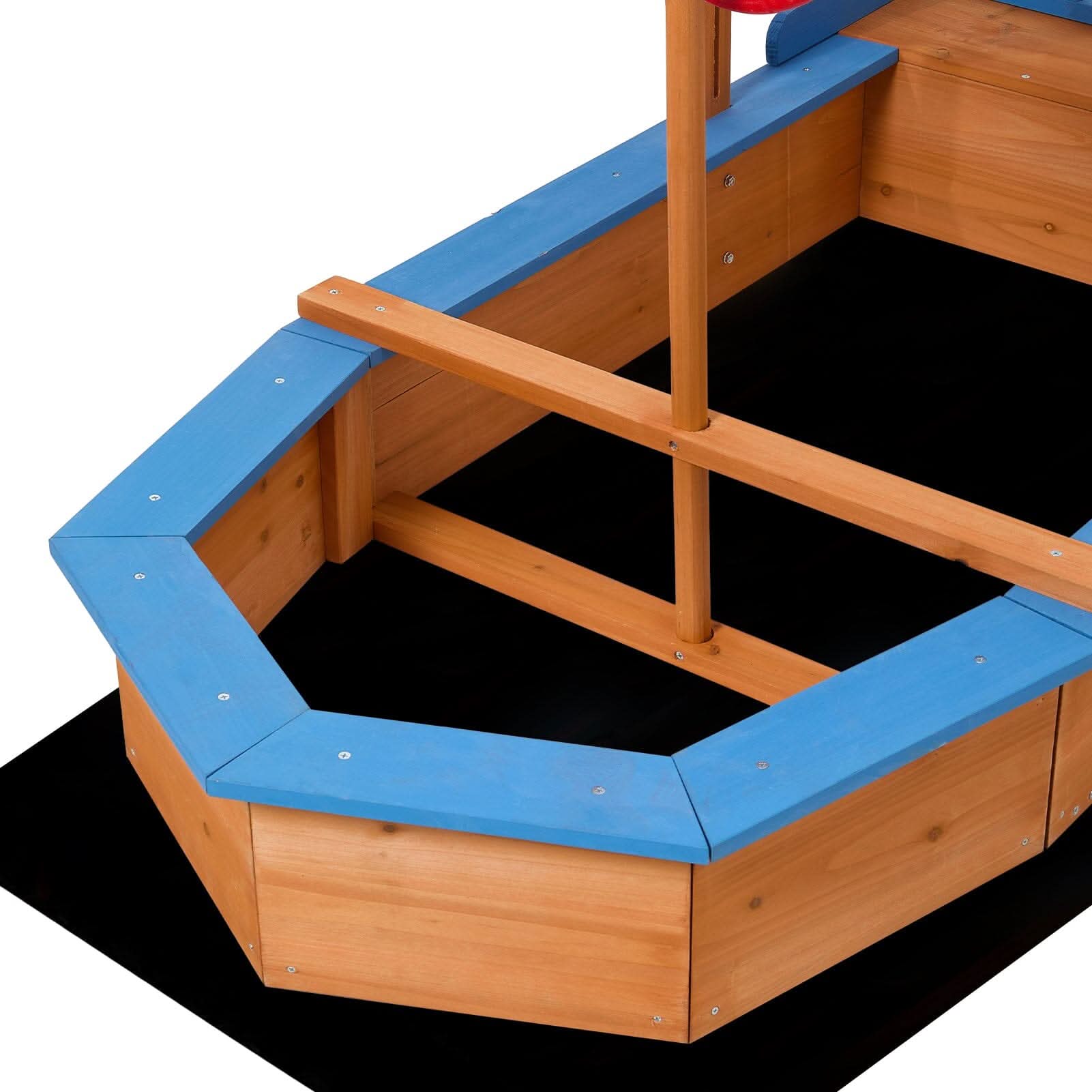 Kids Wooden Pirate Ship Sandbox with Canopy – Indoor & Outdoor Play Set