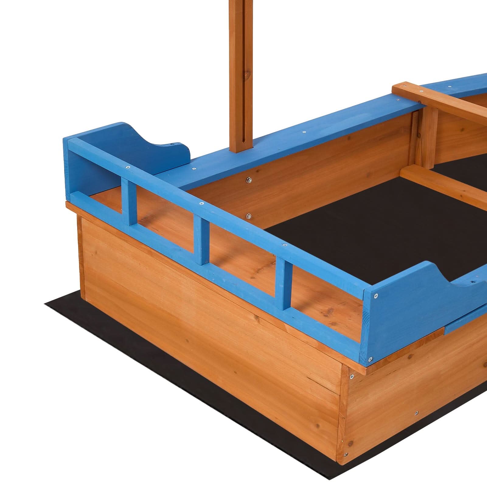Kids Wooden Pirate Ship Sandbox with Canopy – Indoor & Outdoor Play Set