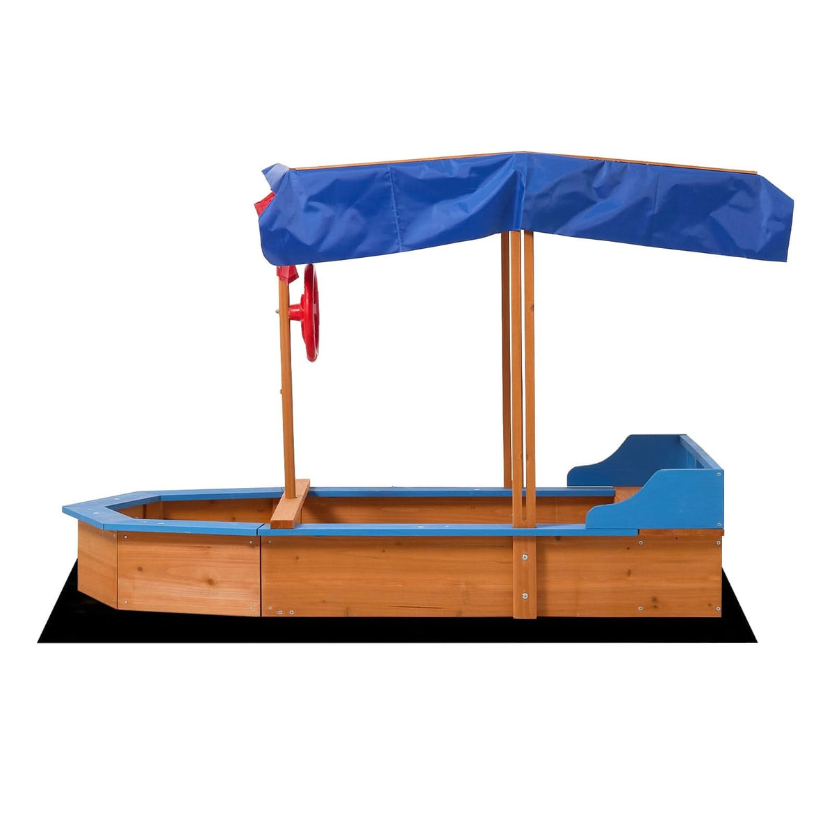 Kids Wooden Pirate Ship Sandbox with Canopy – Indoor & Outdoor Play Set