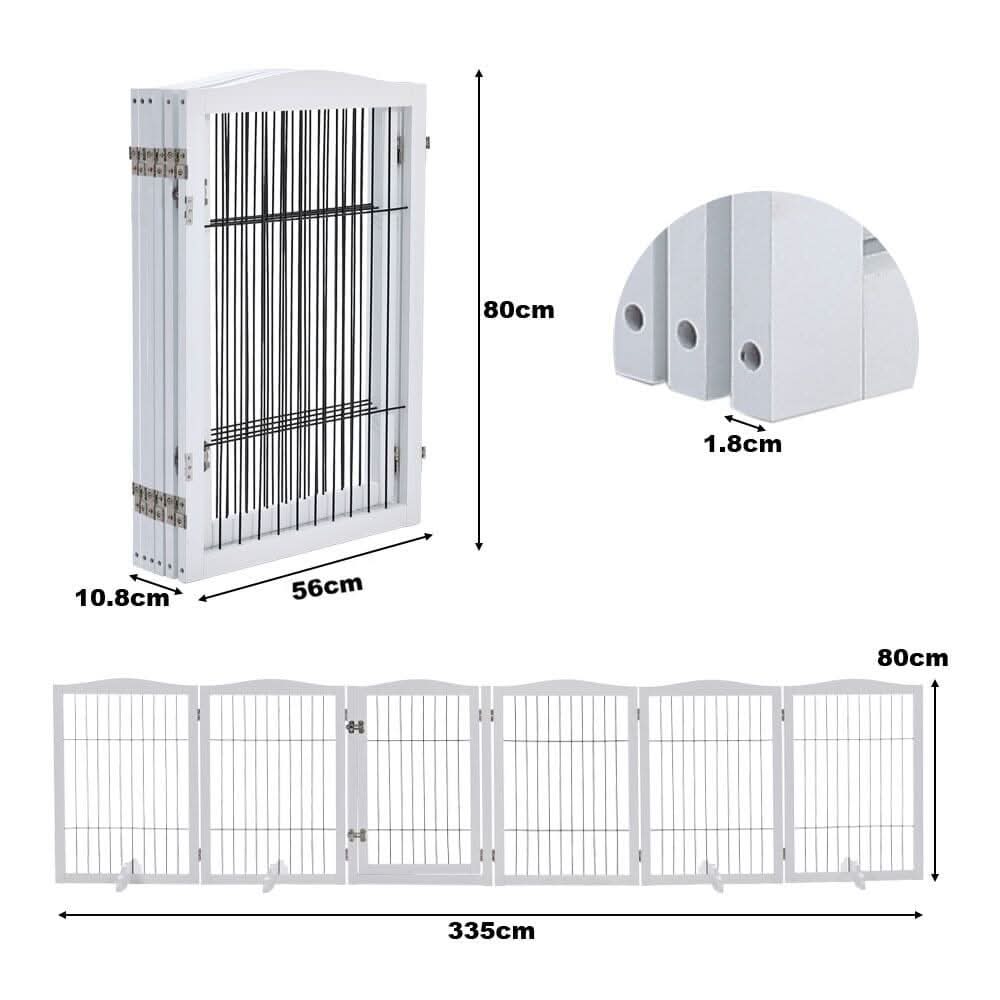 80cm Height Freestanding Wooden Pet Playpen 4-Panel