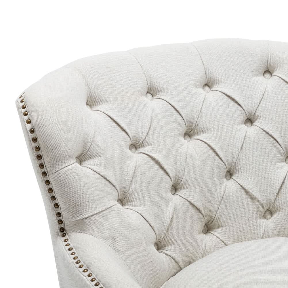 Modern Beige Club Chair Button Tufted Accent Chair