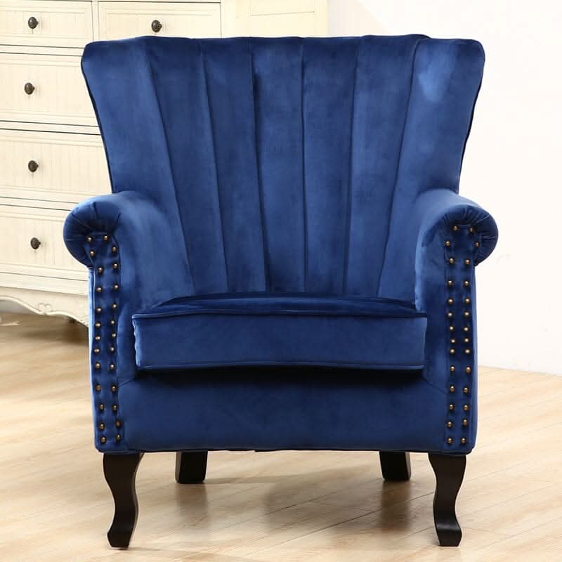 WineRed/Blue Velvet Wingback Chair Upholstered Armchair