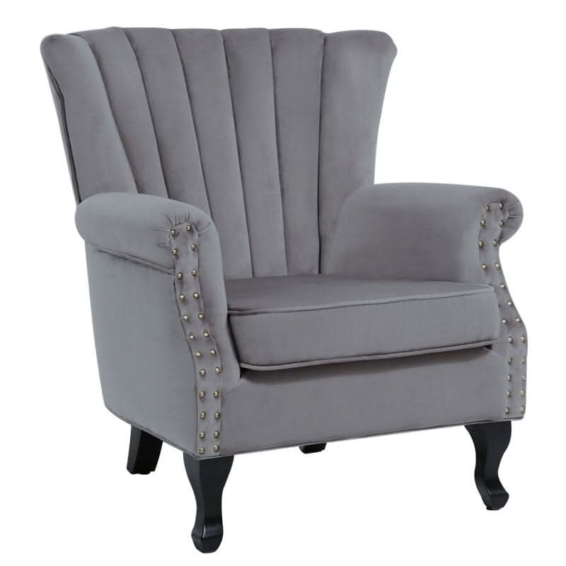 WineRed/Blue Velvet Wingback Chair Upholstered Armchair