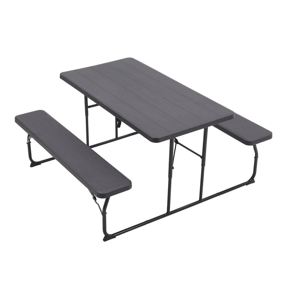 151cm W Foldable Picnic Table and Bench Set Black/White