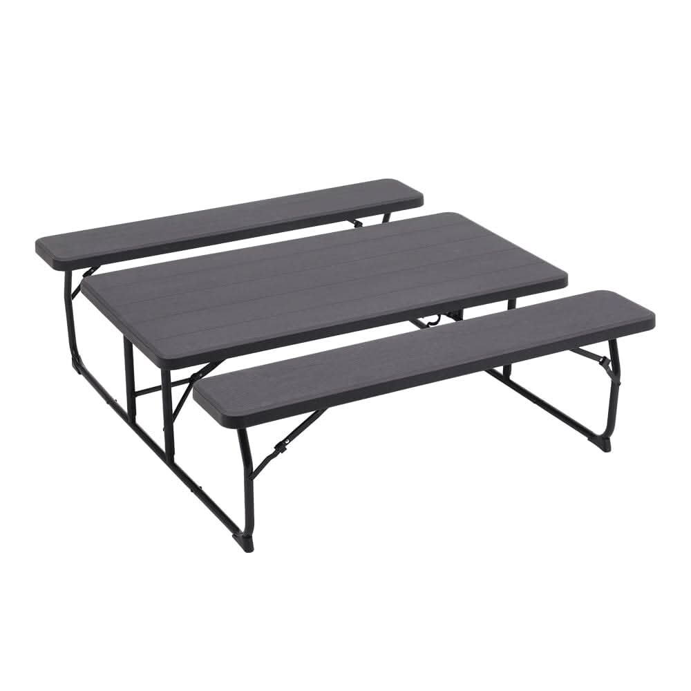 151cm W Foldable Picnic Table and Bench Set Black/White