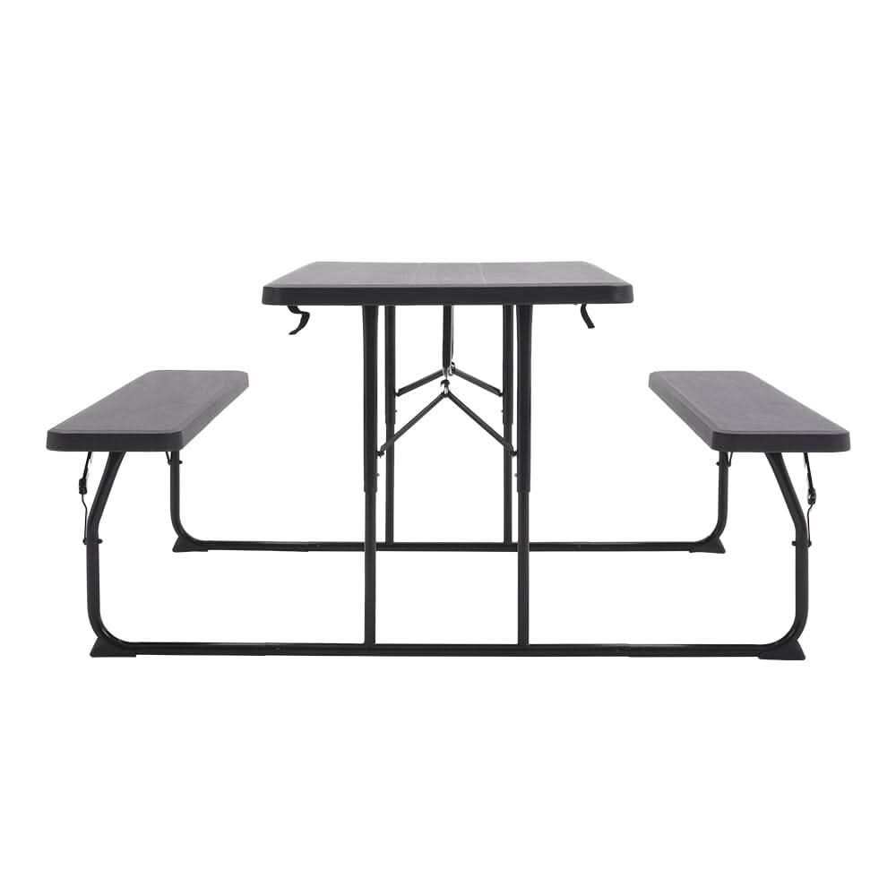 151cm W Foldable Picnic Table and Bench Set Black/White