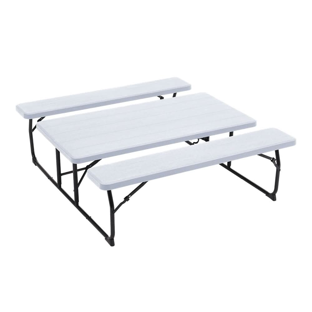 151cm W Foldable Picnic Table and Bench Set Black/White