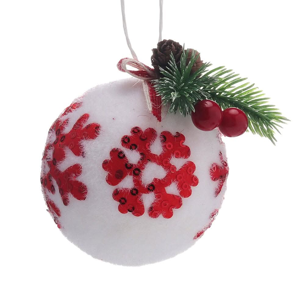 Plaid Fabric Ball Christmas Decoration 8cm