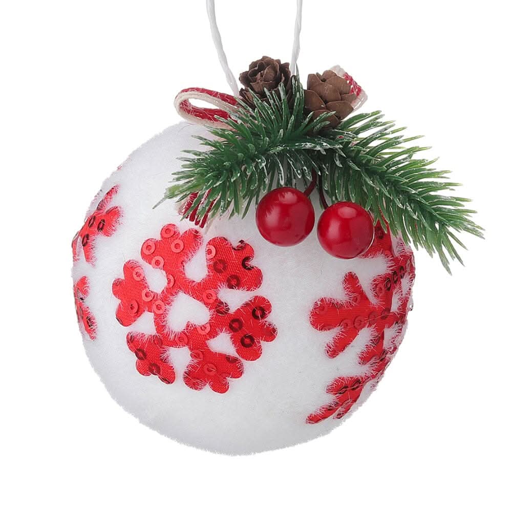 Plaid Fabric Ball Christmas Decoration 8cm
