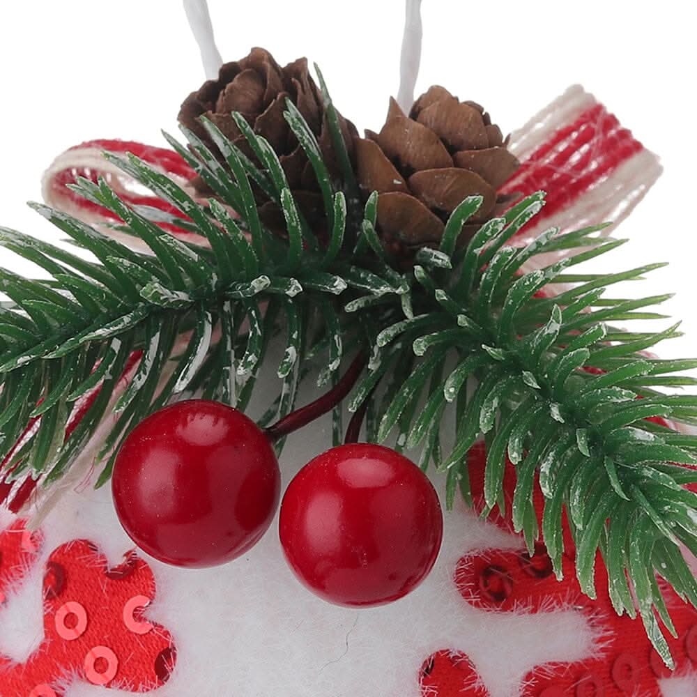 Plaid Fabric Ball Christmas Decoration 8cm