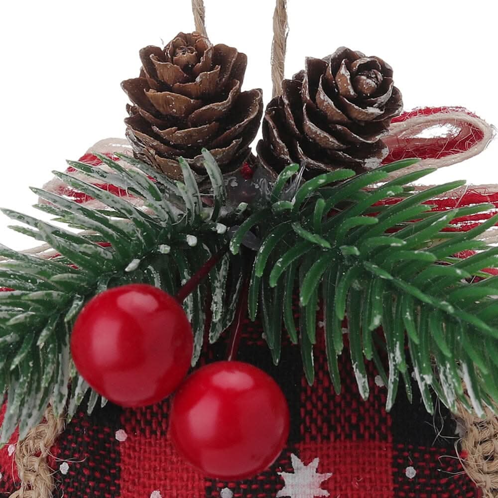 Plaid Fabric Ball Christmas Decoration 8cm