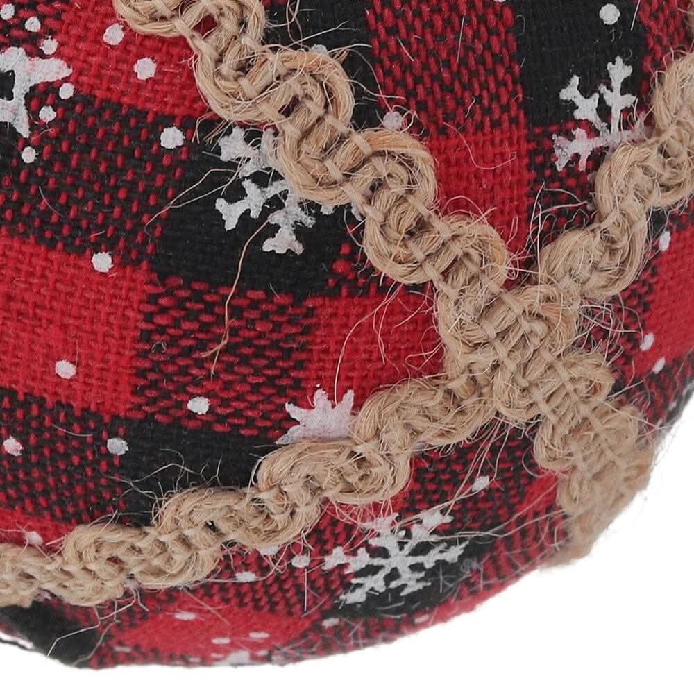 Plaid Fabric Ball Christmas Decoration 8cm