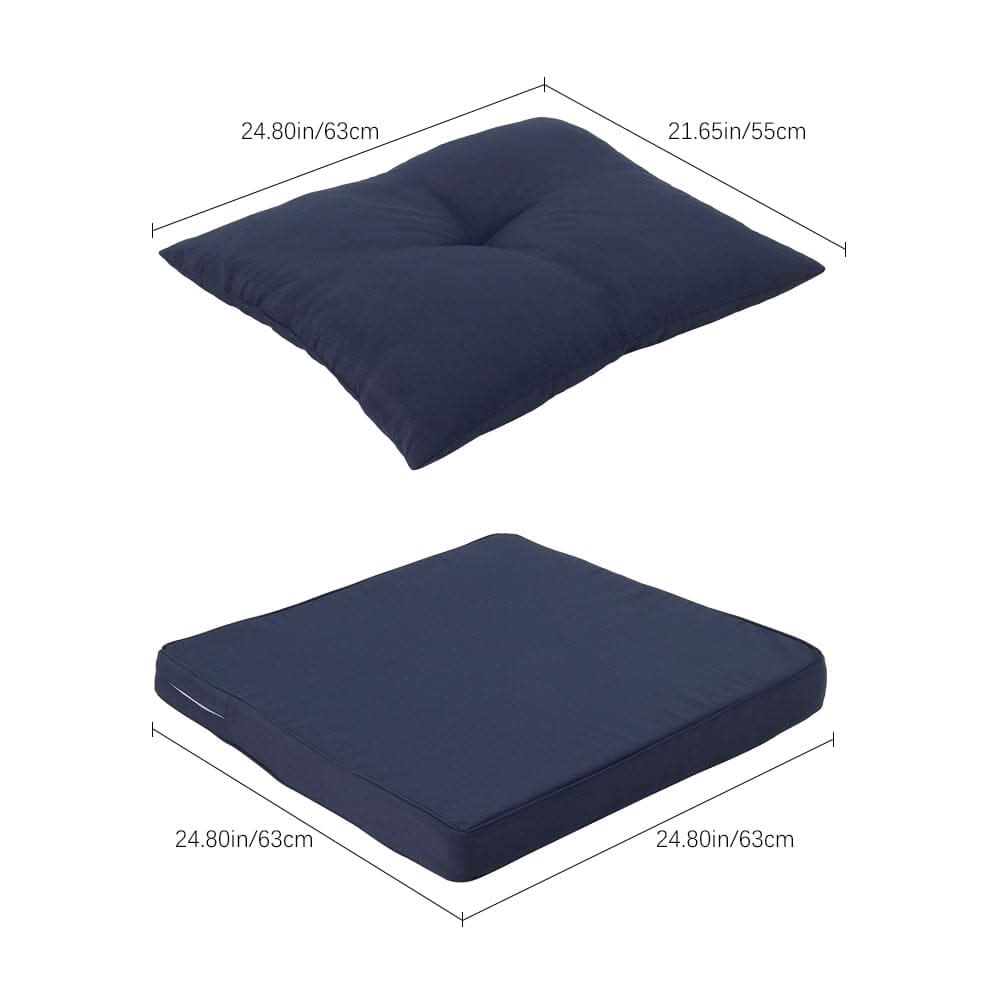 Navy Blue Outdoor Sofa Cushion Set Seat and Back Pillow