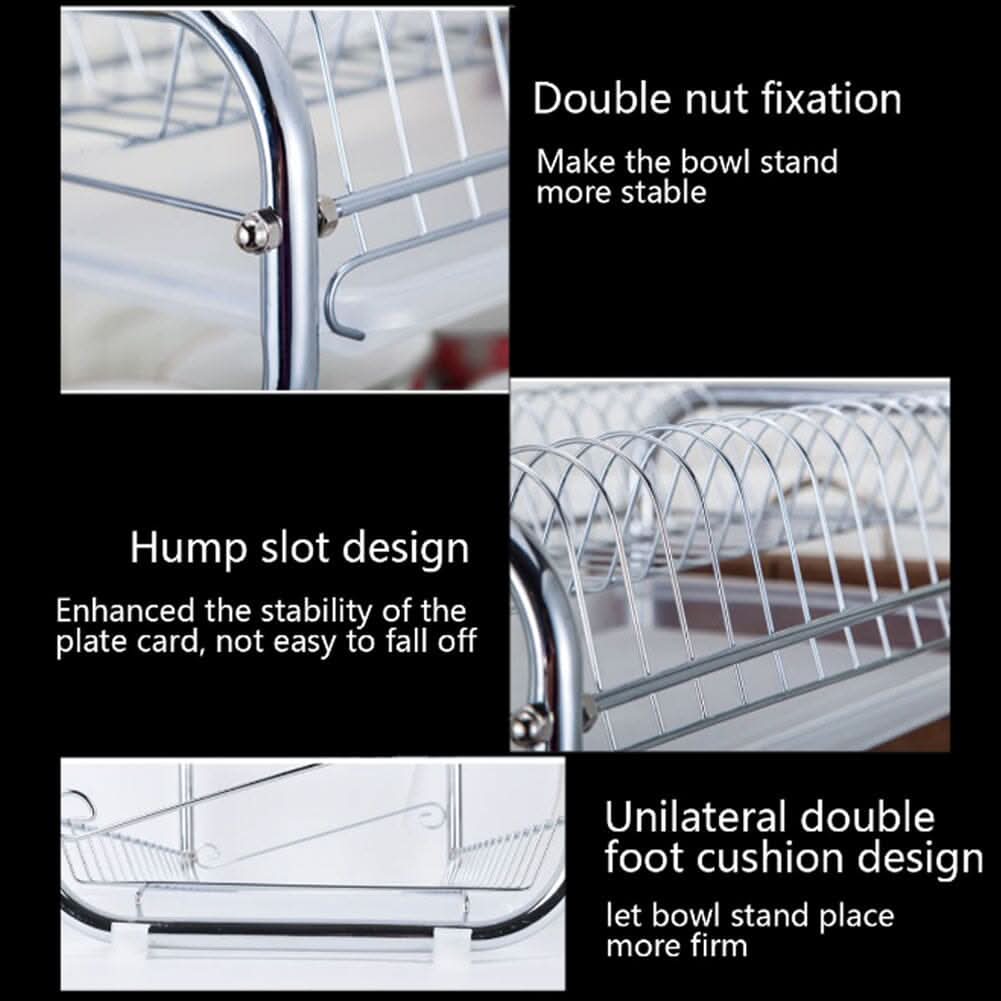 3-Tier Dish Drainer Storage Stand Bowl Plate Dryer Tray
