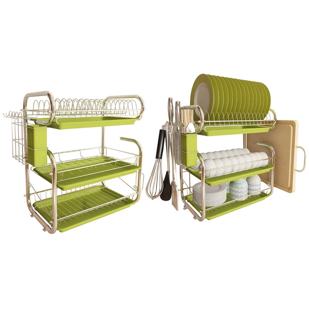 3-Tier Dish Drainer Storage Stand Bowl Plate Dryer Tray