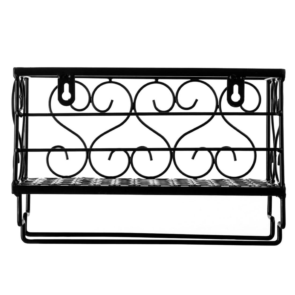 Black European Style Wall Mounted Wine And Glass Rack