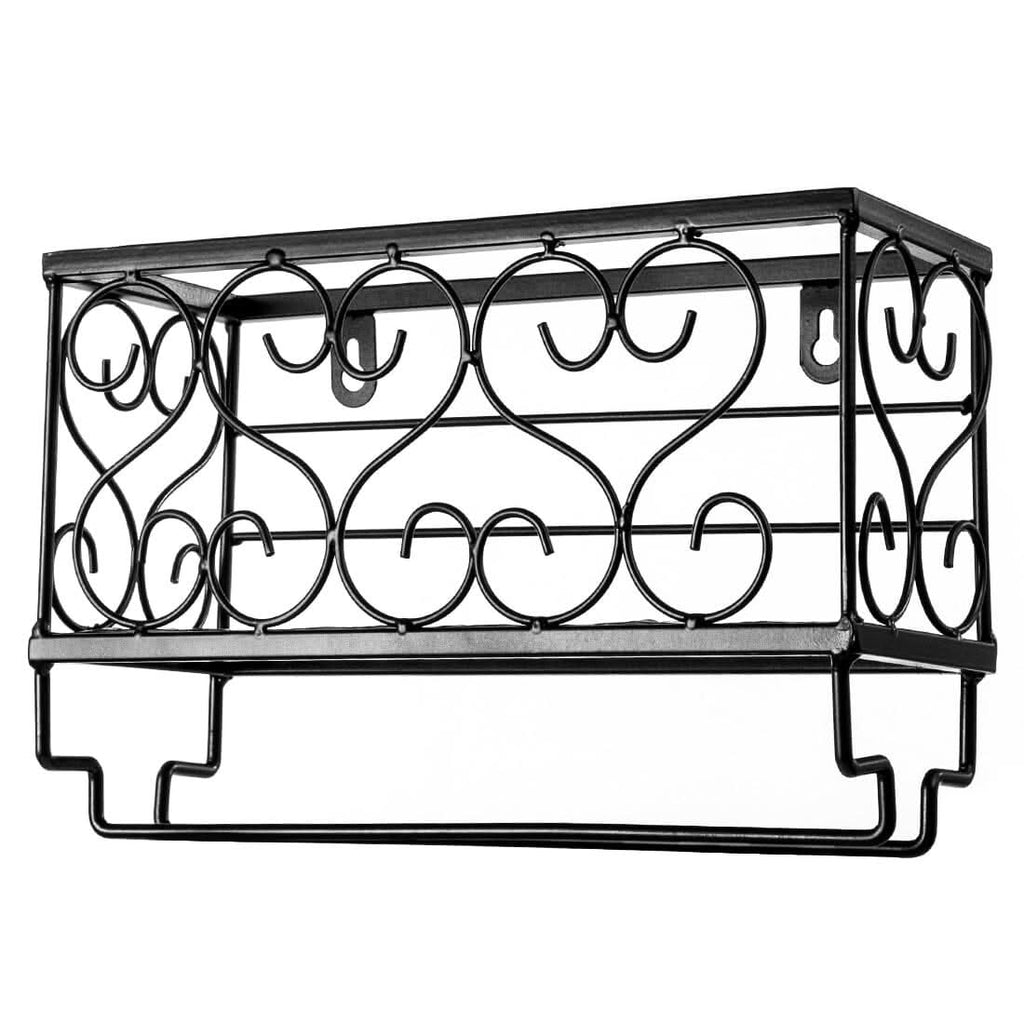 Black European Style Wall Mounted Wine And Glass Rack