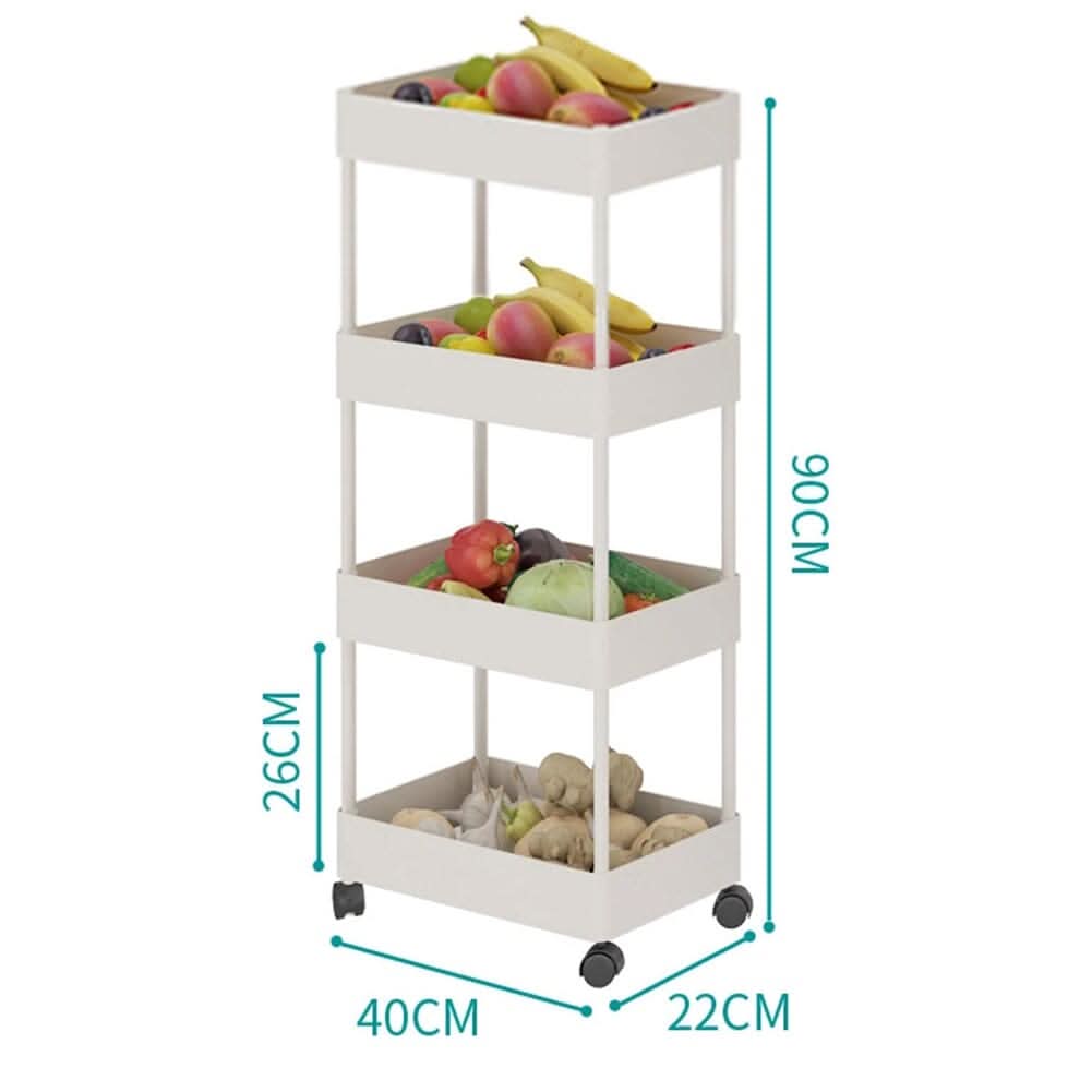 White 4-Tier Slim Rolling Storage Cart with Wheels