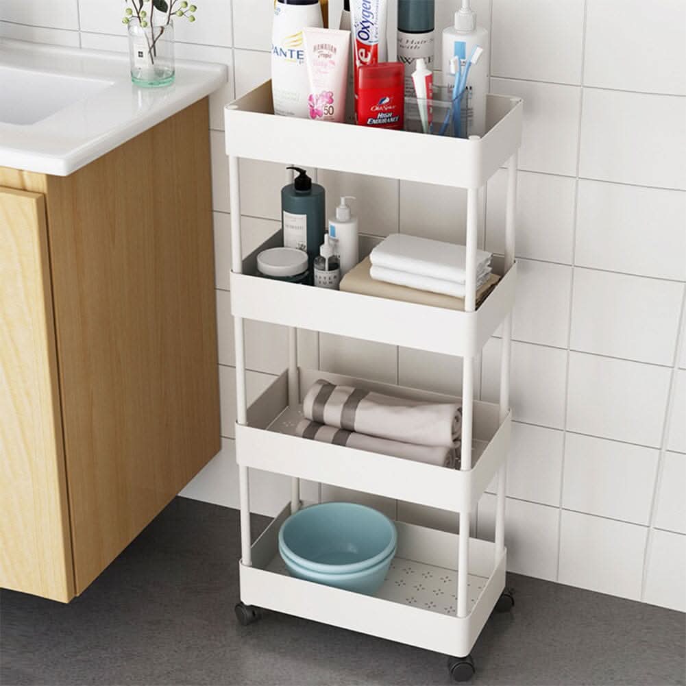 White 4-Tier Slim Rolling Storage Cart with Wheels