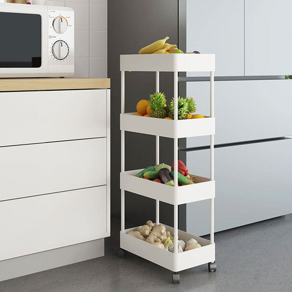 White 4-Tier Slim Rolling Storage Cart with Wheels