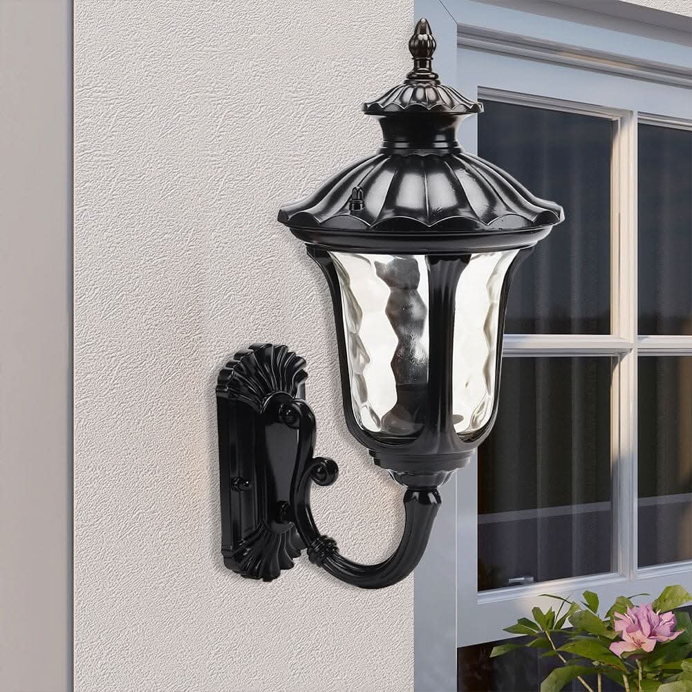 Traditional Textured Black Outdoor Wall Lantern