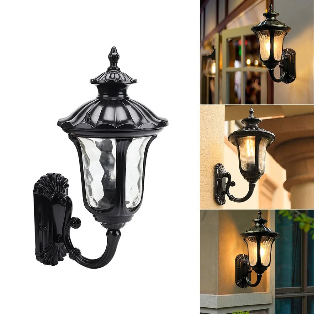 Traditional Textured Black Outdoor Wall Lantern