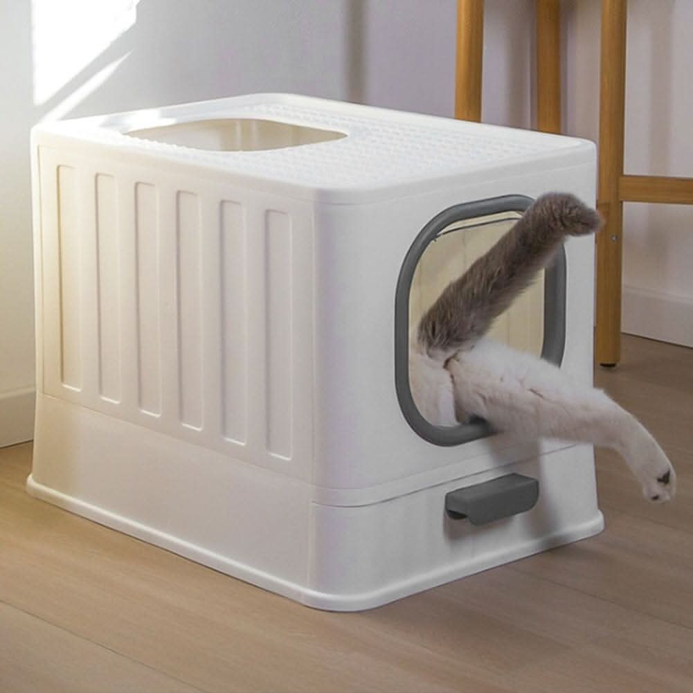 Enclosed Folding Cat Litter Box Toilet with Scoop