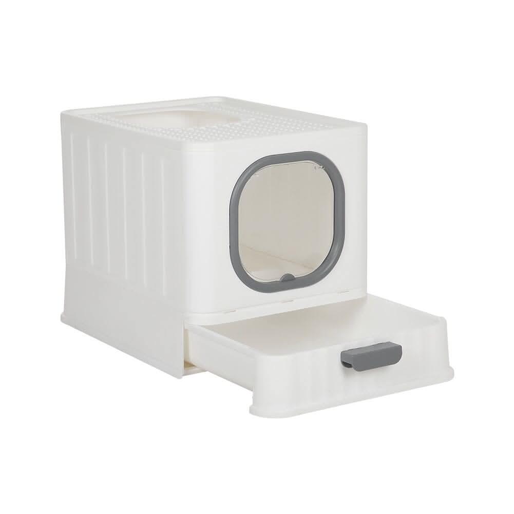 Enclosed Folding Cat Litter Box Toilet with Scoop
