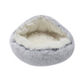 50cm Plush Winter Cat Bed in Gray - Cozy Semi-Enclosed Design