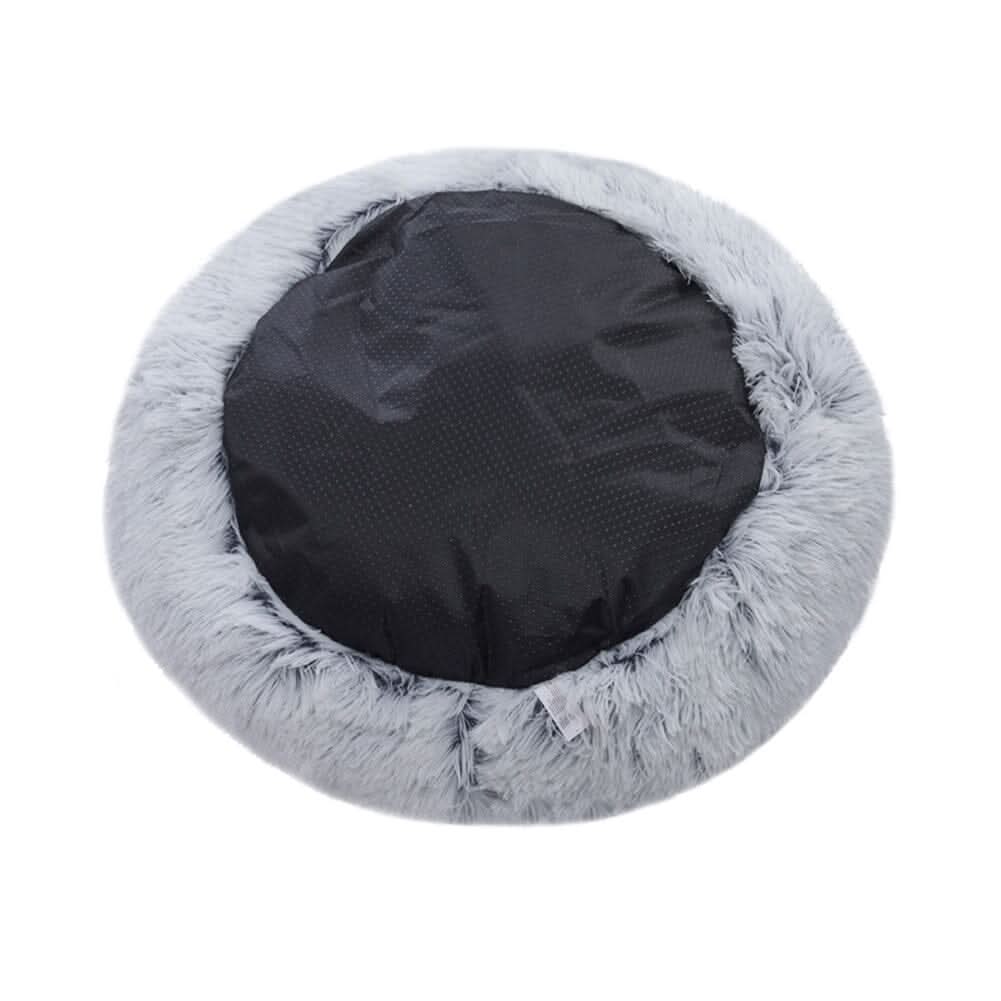 50cm Plush Winter Cat Bed in Gray - Cozy Semi-Enclosed Design