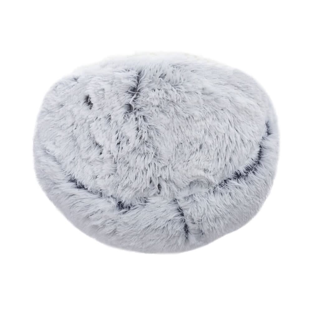 50cm Plush Winter Cat Bed in Gray - Cozy Semi-Enclosed Design
