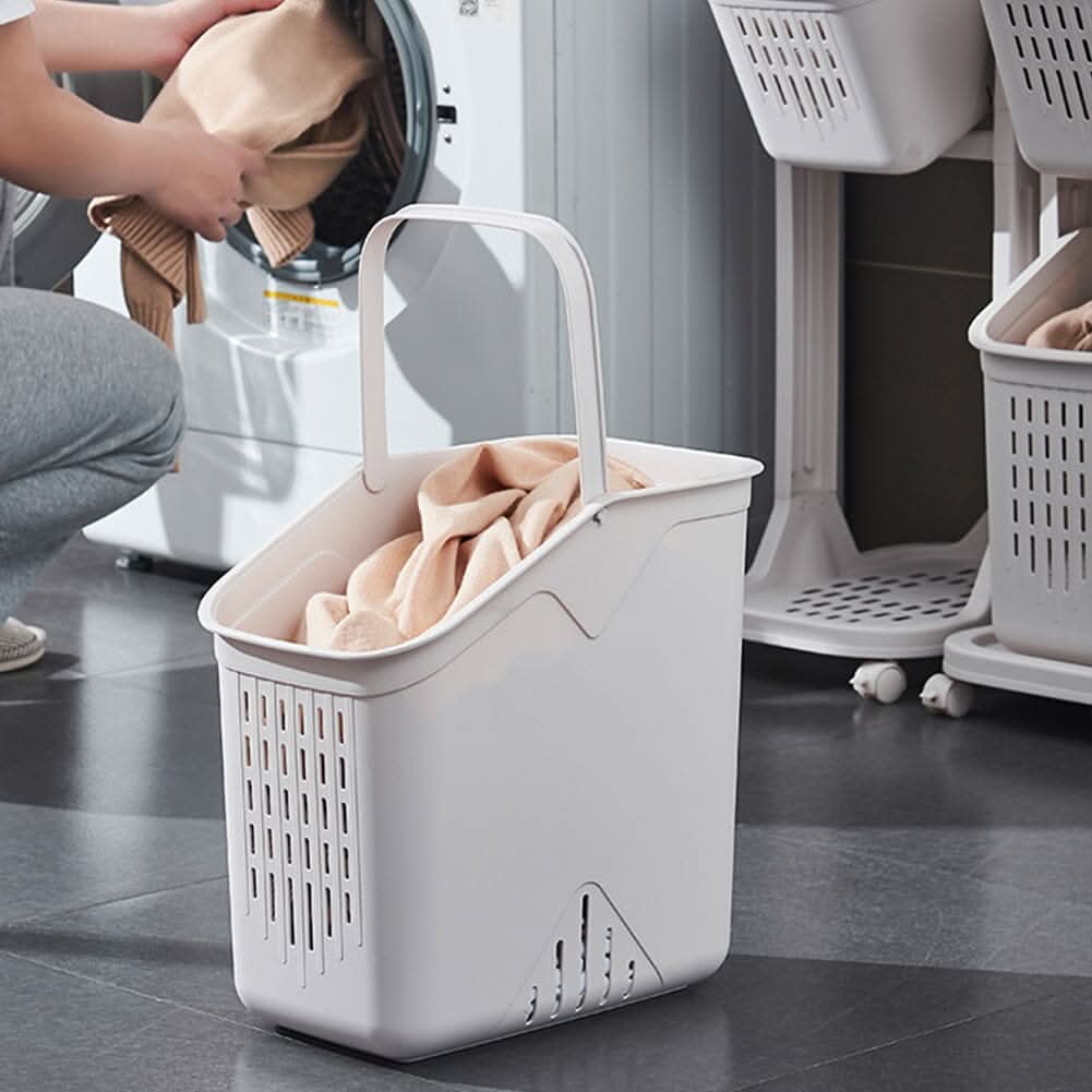 Ivory White 3-Tier Slim Rolling Laundry Hamper And Storage Cart