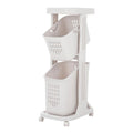 Ivory White 3-Tier Slim Rolling Laundry Hamper And Storage Cart