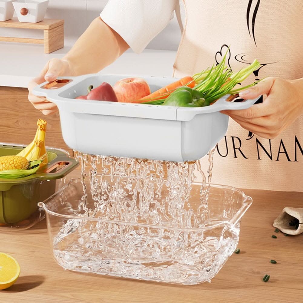 Arctic White Double-Layer Retractable Drain Basket PP PET Material