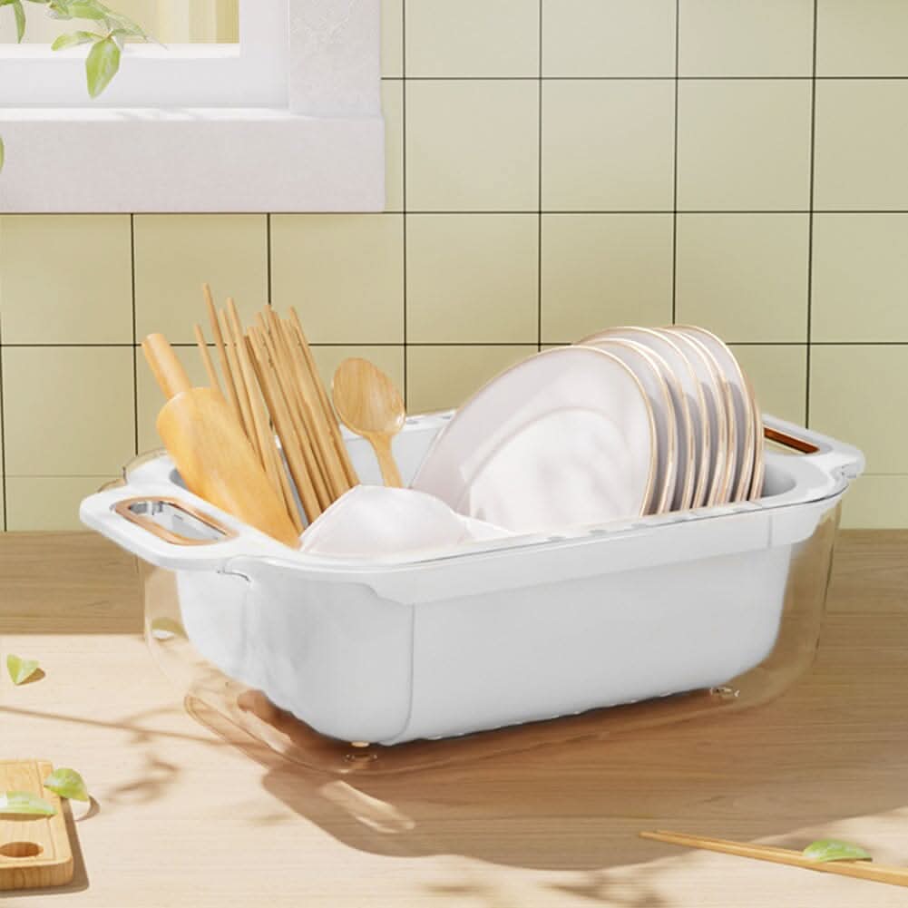 Arctic White Double-Layer Retractable Drain Basket PP PET Material