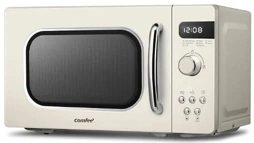 COMFEE 800W 20L Retro Microwave Oven with LED Display Red/Cream/Pastel Green