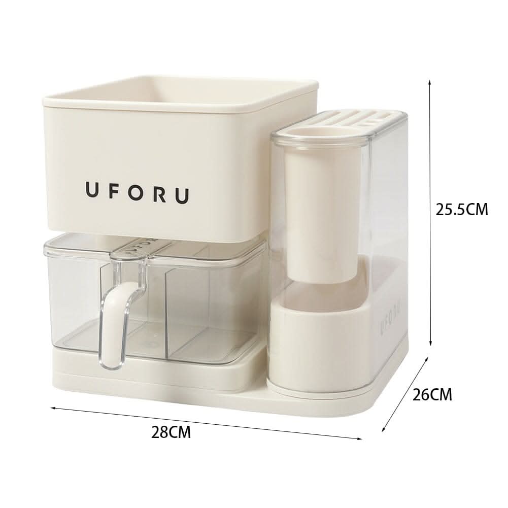 Cream White Kitchen Organizer Set Utensil Condiment Knife Storage