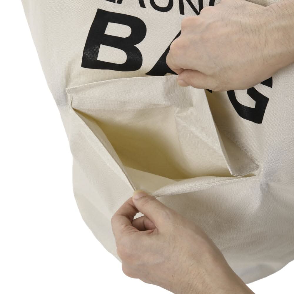 Off White Foldable Laundry Bag Oxford Cloth PE Coating