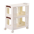 Cream White 2-Tier PP Rolling Storage Cart