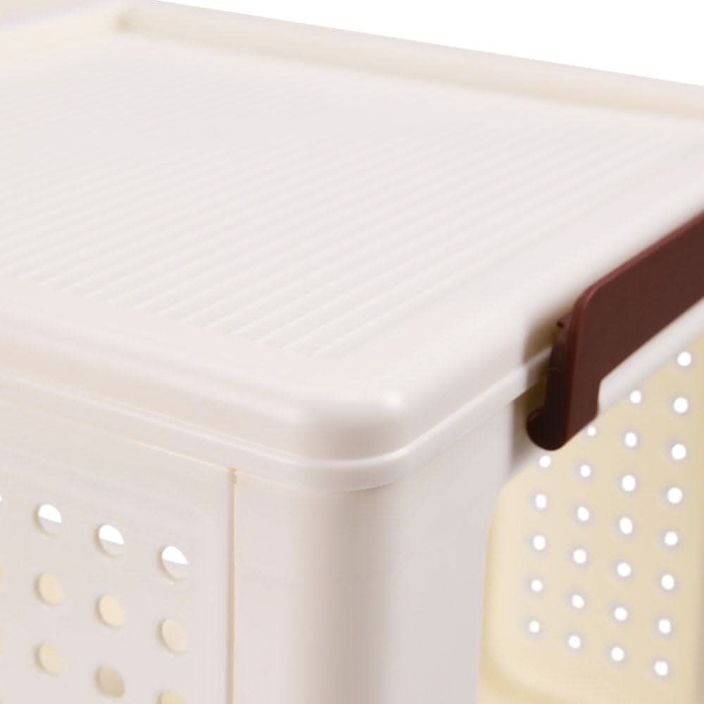 Cream White 2-Tier PP Rolling Storage Cart