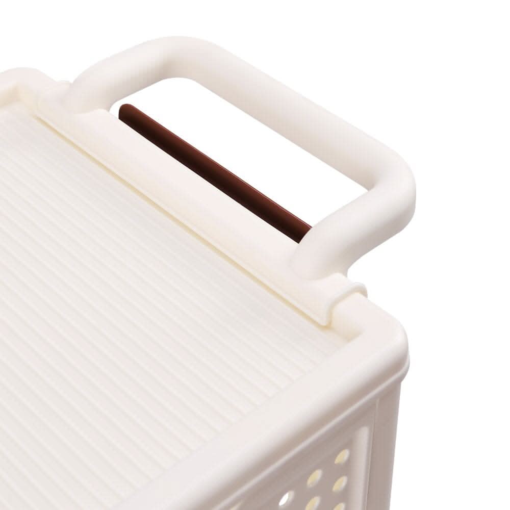 Cream White 2-Tier PP Rolling Storage Cart