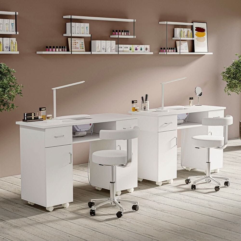 120cm Wide Wheeled Manicure Table with Electric Dust Extractor