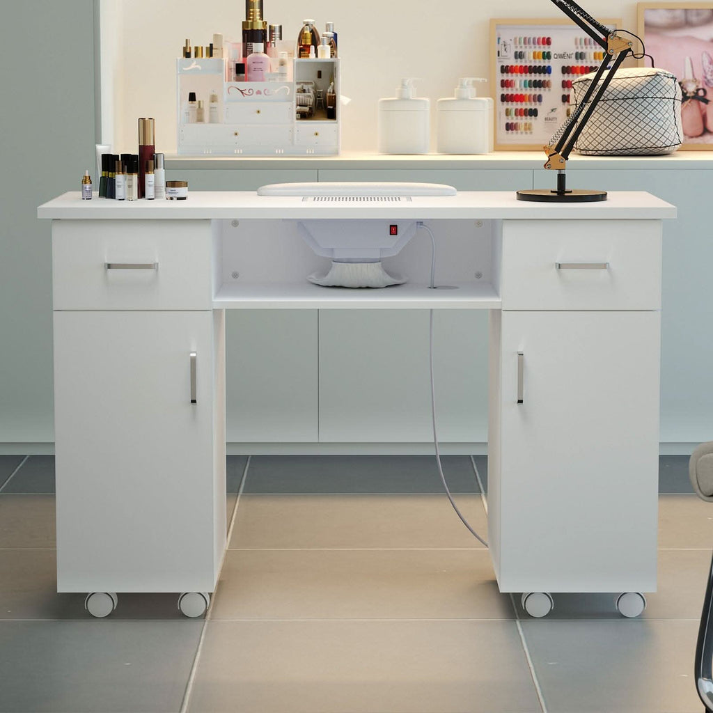 120cm Wide Wheeled Manicure Table with Electric Dust Extractor