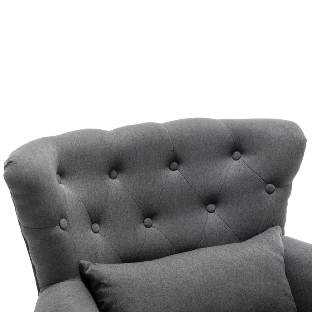 Linen Upholstery Wingback Chair With Cushion