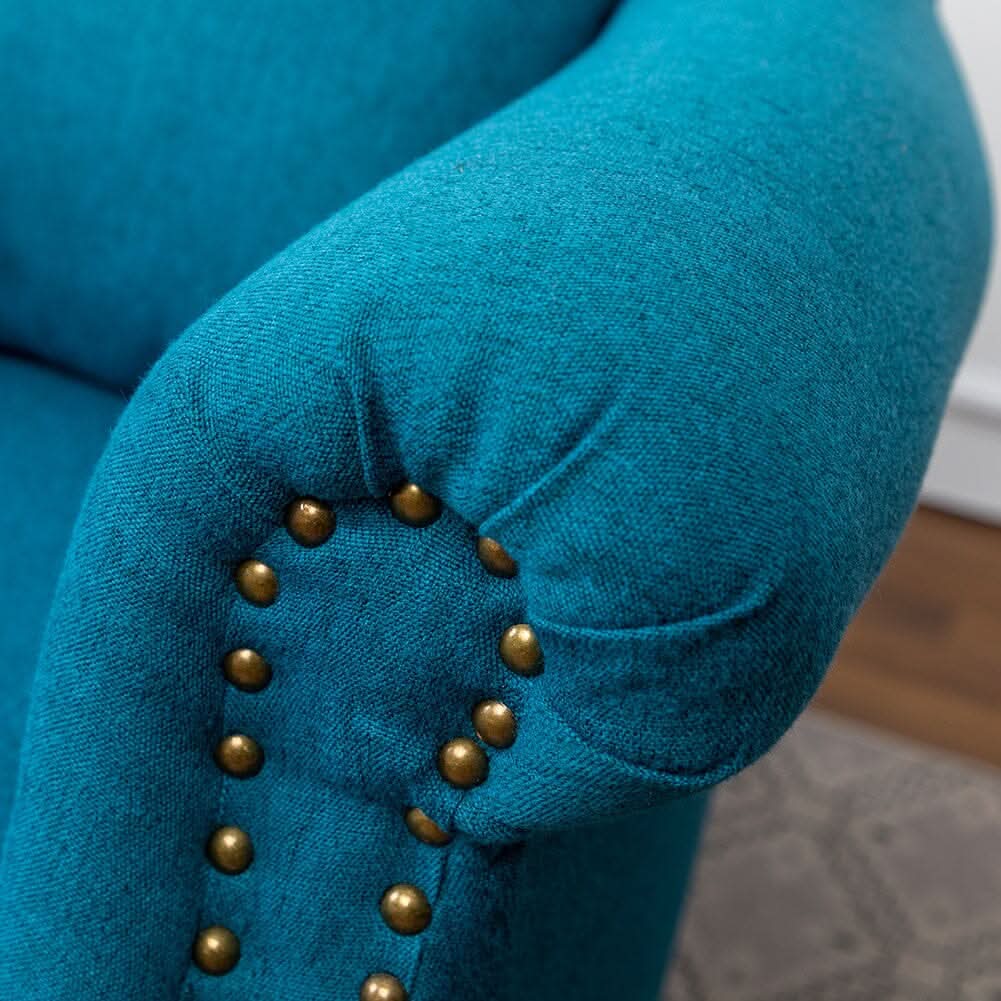 Linen Upholstery Wingback Chair With Cushion