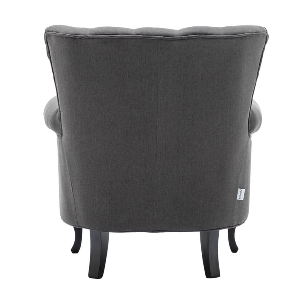Linen Upholstery Wingback Chair With Cushion