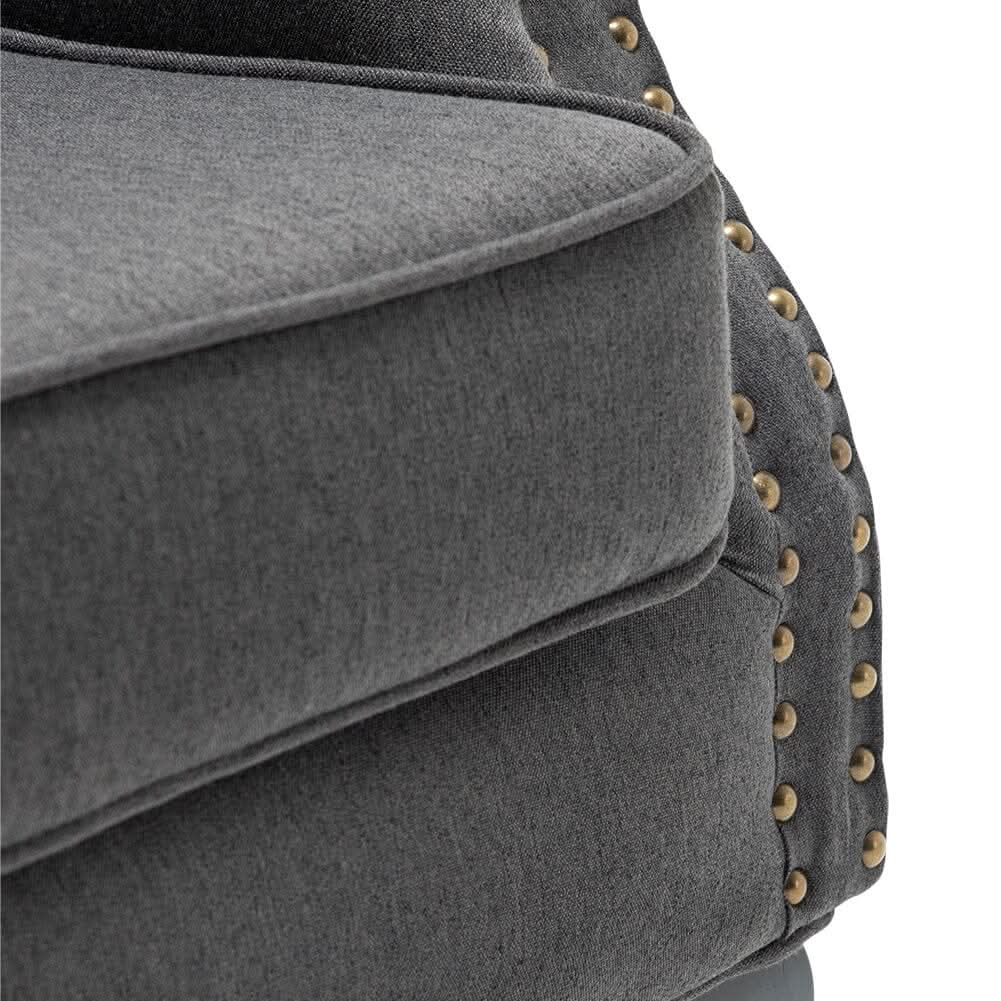 Linen Upholstery Wingback Chair With Cushion